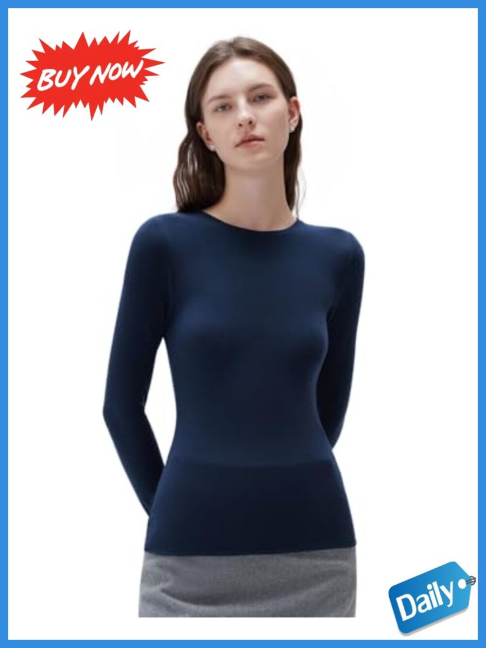 Cloud Cashmere Modal Fitted Long Sleeve Crew Neck Knit Top